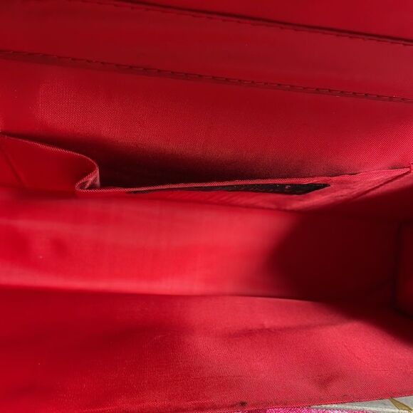 Jessica Mcclintock Satin Sequined Reddish Pink Shoulder Evening Bag Purse - Picture 7 of 7